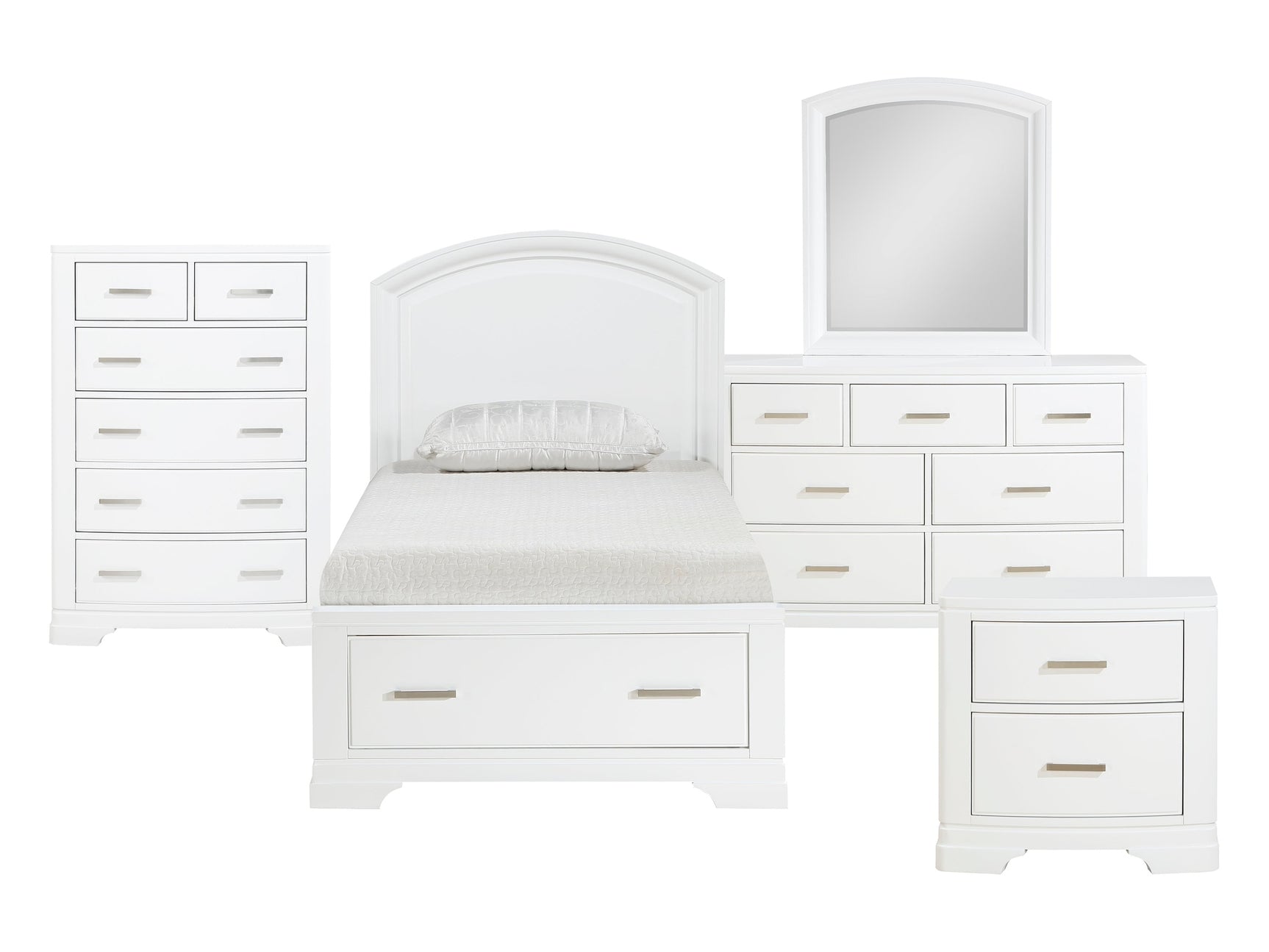 Hudson White 5-Piece Twin Bedroom Set - Ornate Home