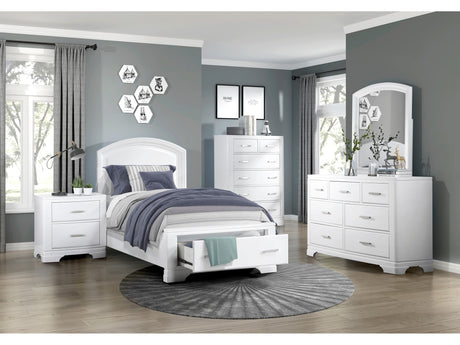 Hudson White 5-Piece Twin Bedroom Set - Ornate Home