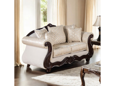 Huelva Beige/Dark Cherry Loveseat - Ornate Home