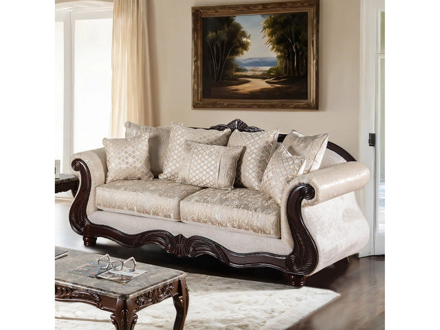 Huelva Beige/Dark Cherry Sofa - Ornate Home