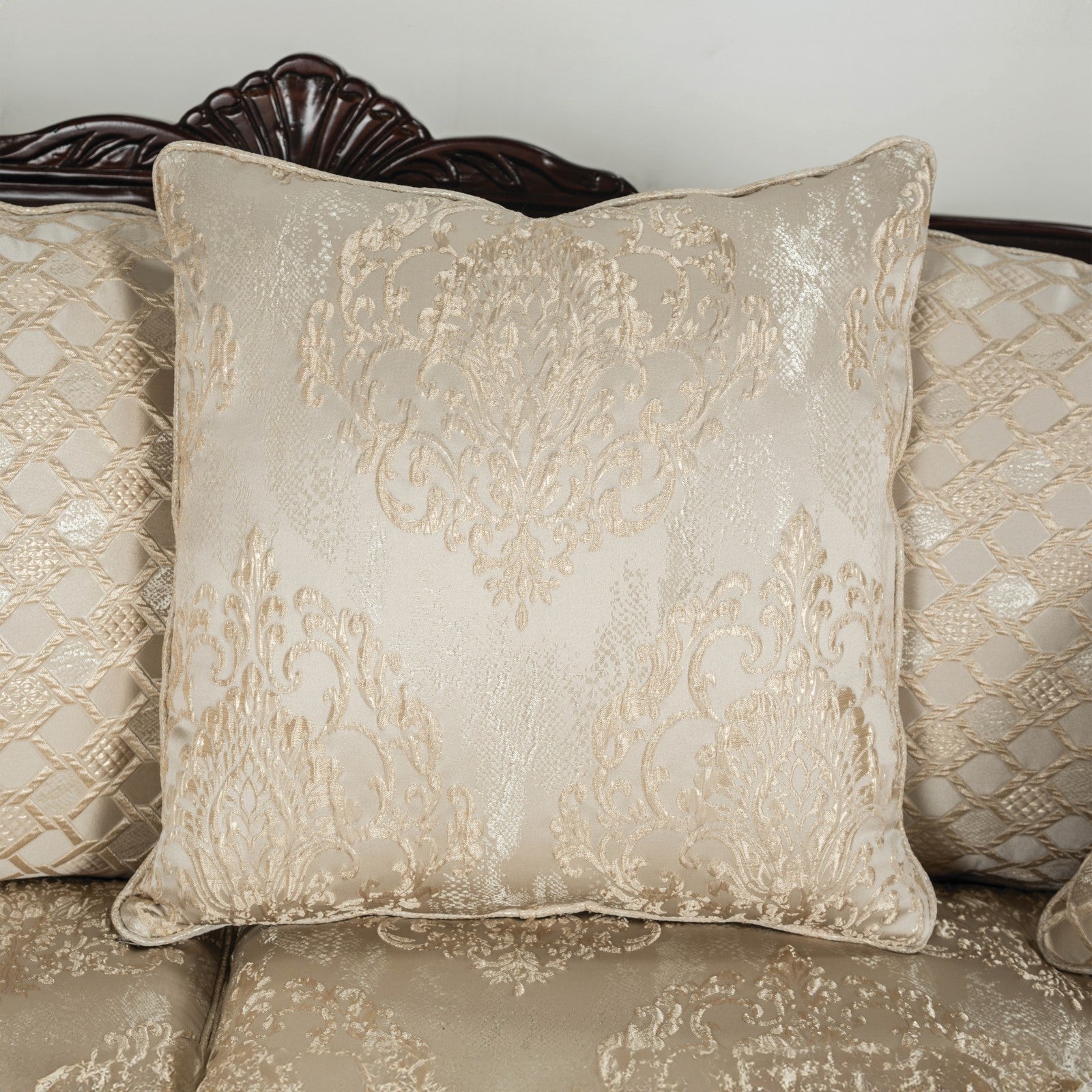 Huelva Beige/Dark Cherry Sofa - Ornate Home