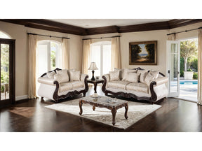Huelva Beige/Dark Cherry Upholstery Living Room Set - Ornate Home