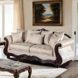 Huelva Beige/Dark Cherry Upholstery Living Room Set - Ornate Home