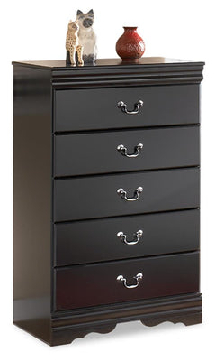 Huey Vineyard Black Dresser, Mirror, Chest and 2 Nightstands - Ornate Home