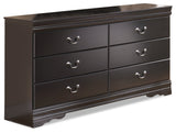 Huey Vineyard Black Full Sleigh Bedroom Set with Dresser, Mirror, Chest and Nightstand - Ornate Home