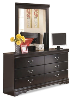 Huey Vineyard Black Full Sleigh Bedroom Set with Dresser, Mirror and Nightstand - Ornate Home