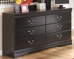 Huey Vineyard Black Full Sleigh Bedroom Set with Dresser - Ornate Home