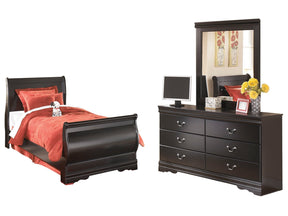 Huey Vineyard Black Full Sleigh Bedroom Set with Dresser and Mirror (Online Special Price) - Ornate Home
