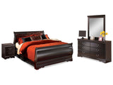 Huey Vineyard Black Queen Bedroom Set with Mirrored Dresser and Nightstand (Online Special Price) - Ornate Home