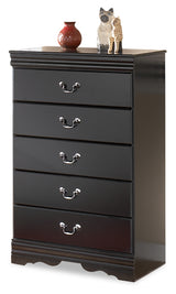 Huey Vineyard Black Full Sleigh Bed & Chest & Nightstand - Ornate Home