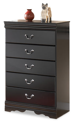 Huey Vineyard Black Queen Sleigh Bedroom Set with Chest and Nightstand - Ornate Home