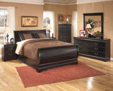 Huey Vineyard Black Queen Sleigh Bedroom Set with Chest and 2 Nightstands - Ornate Home