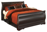 Huey Vineyard Black Queen Sleigh Bedroom Set with Dresser, Mirror, Chest and Nightstand (Online Special Price) - Ornate Home
