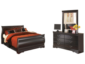 Huey Vineyard Black Queen Sleigh Bedroom Set with Dresser and Mirror (Online Special Price) - Ornate Home
