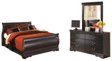 Huey Vineyard Black Queen Sleigh Bedroom Set with Dresser and Mirror - Ornate Home