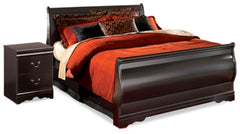 Huey Vineyard Black Queen Sleigh Bedroom Set with Nightstand - Ornate Home