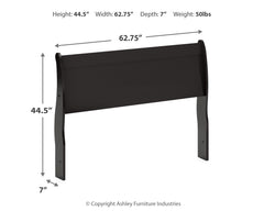 Huey Vineyard Black Queen Sleigh Headboard, Dresser, Mirror and Nightstand - Ornate Home