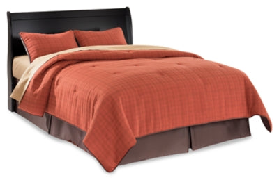 Huey Vineyard Black Queen Sleigh Headboard with Dresser, Mirror and 2 Nightstands (Online Special Price) - Ornate Home