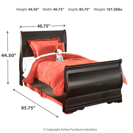 Huey Vineyard Black Twin Sleigh Bed - Ornate Home