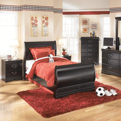 Huey Vineyard Black Twin Sleigh Bed - Ornate Home