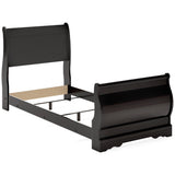 Huey Vineyard Black Twin Sleigh Bedroom Set with Nightstand (Online Special Price) - Ornate Home