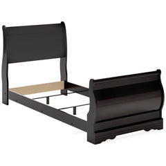 Huey Vineyard Black Twin Sleigh Bedroom Set with Nightstand - Ornate Home