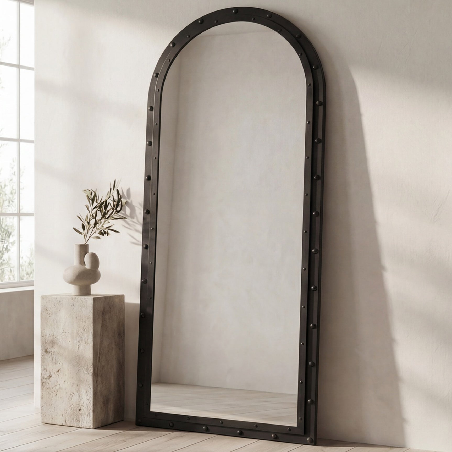 Hughes Grey Iron Floor Mirror - Ornate Home