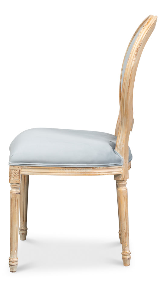 Hugo Antique Oak/Light Blue Oval Side Chair (Set of 2) - Ornate Home