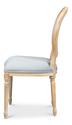 Hugo Antique Oak/Light Blue Oval Side Chair (Set of 2) - Ornate Home