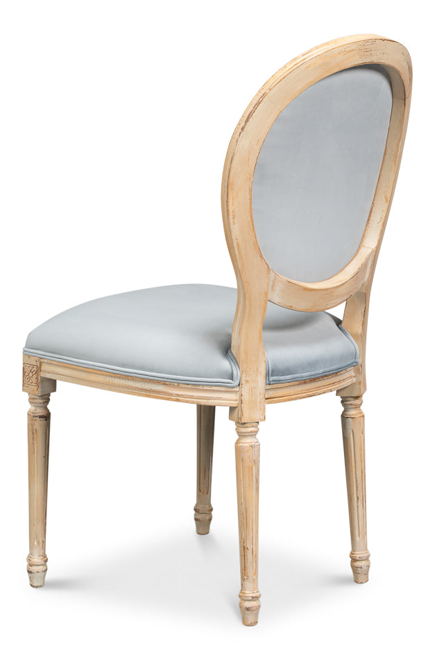 Hugo Antique Oak/Light Blue Oval Side Chair (Set of 2) - Ornate Home