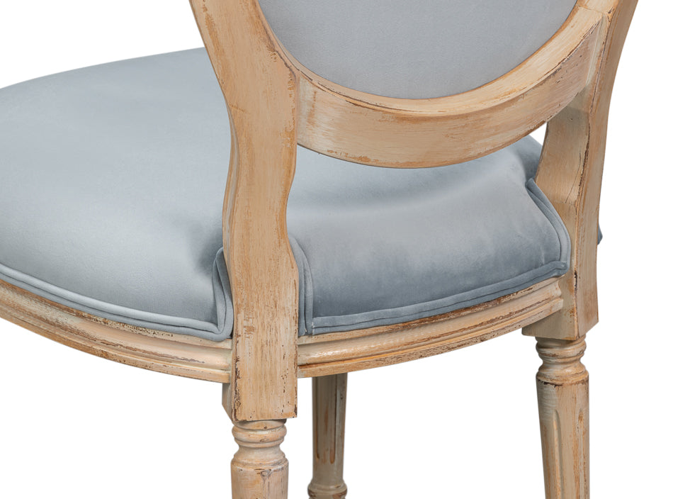 Hugo Antique Oak/Light Blue Oval Side Chair (Set of 2) - Ornate Home