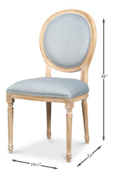 Hugo Antique Oak/Light Blue Oval Side Chair (Set of 2) - Ornate Home