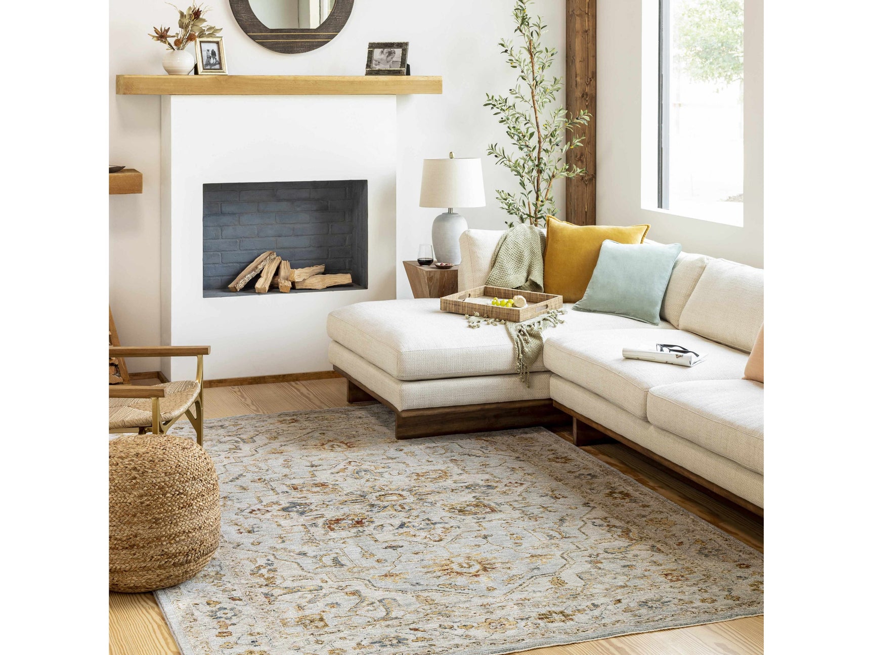 Huguley Floral Cream Luxe Rug - Ornate Home