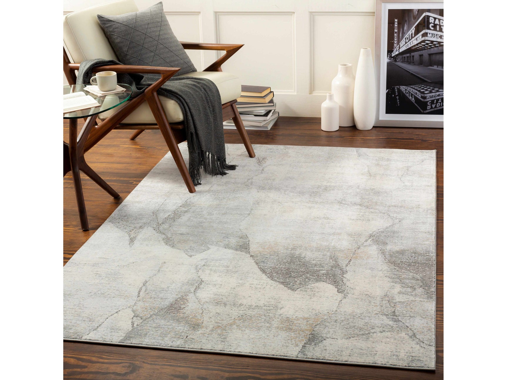 Hulme Gray Marble Luxe Rug - Ornate Home
