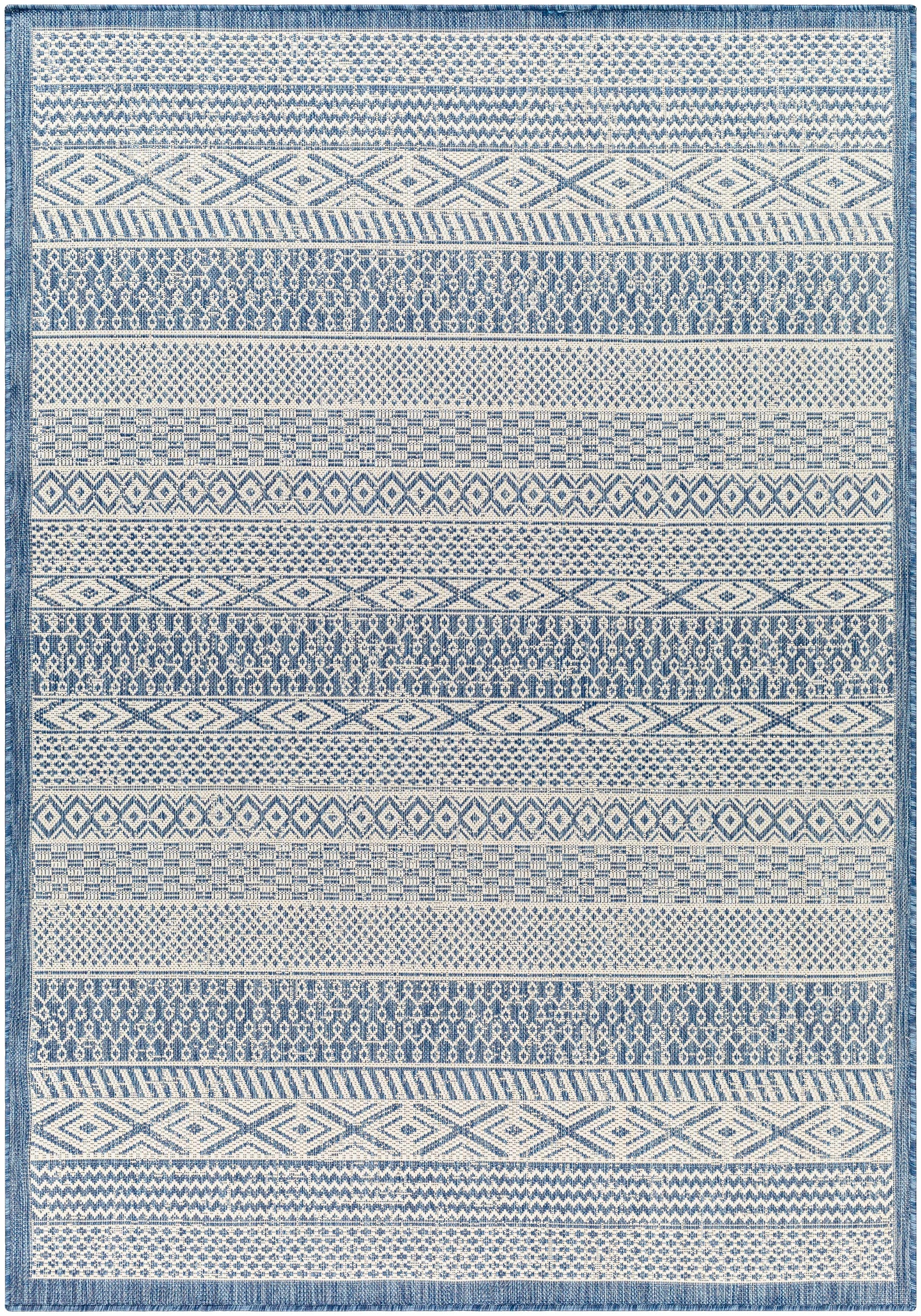 Humla Blue Aztec Outdoor Area Rug - Clearance - Ornate Home