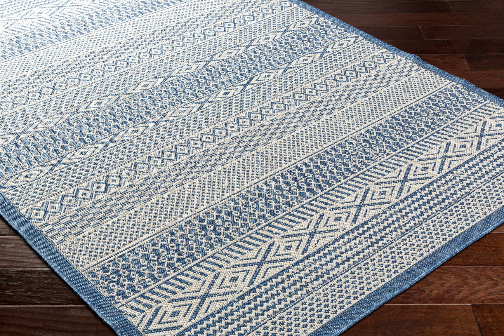 Humla Blue Aztec Outdoor Area Rug - Clearance - Ornate Home