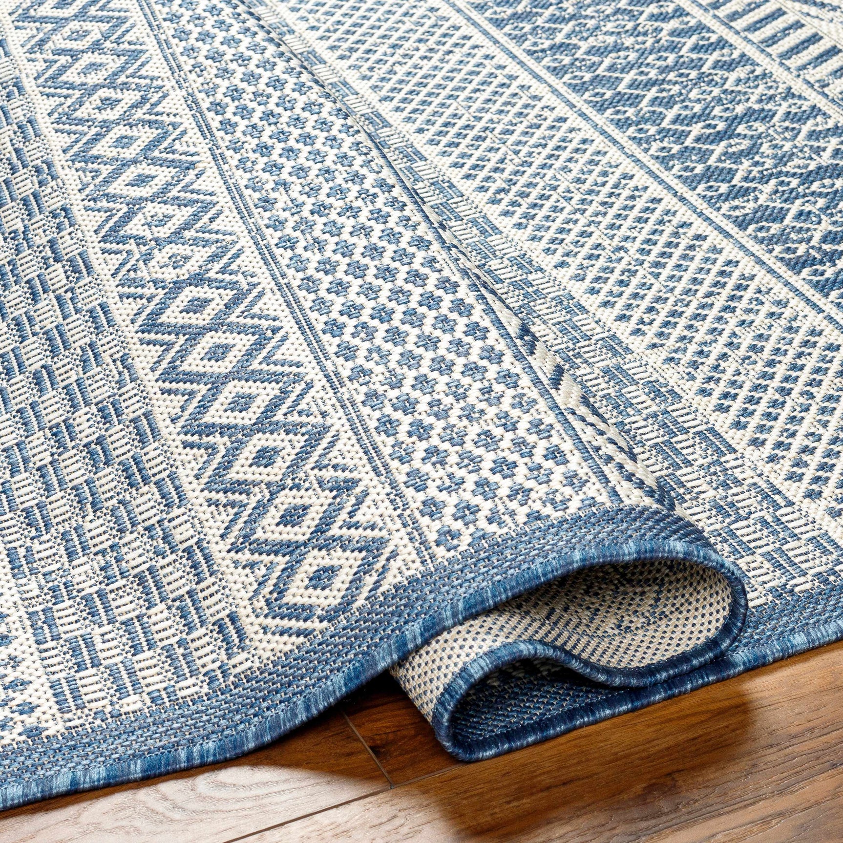 Humla Blue Aztec Outdoor Area Rug - Clearance - Ornate Home