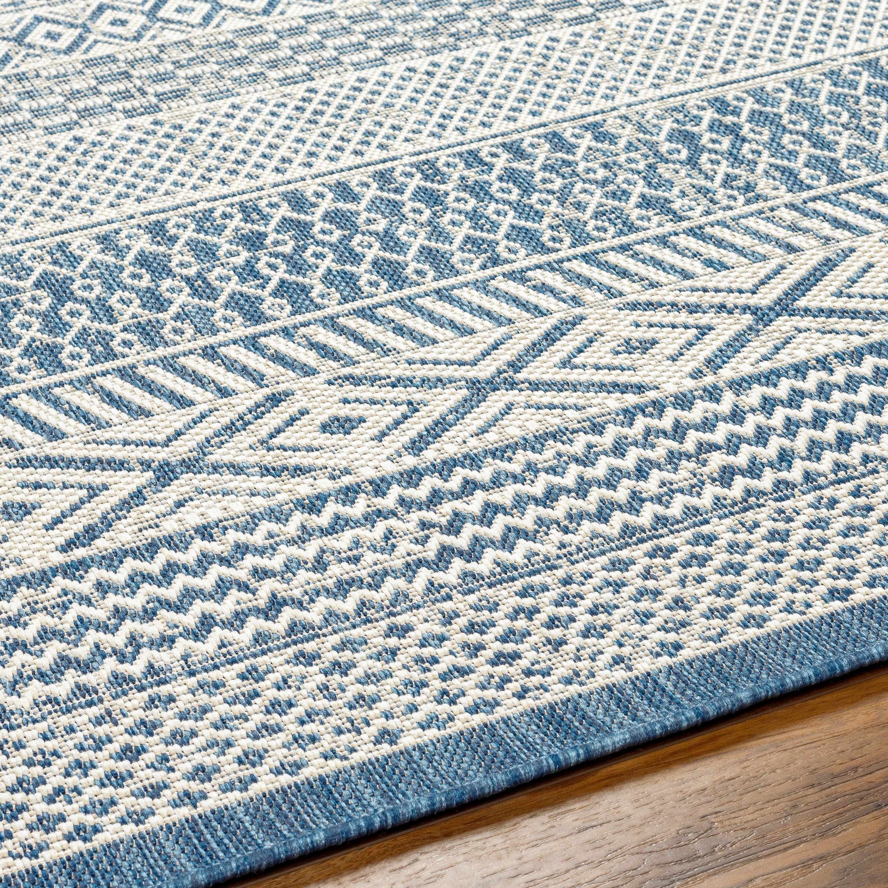 Humla Blue Aztec Outdoor Area Rug - Clearance - Ornate Home