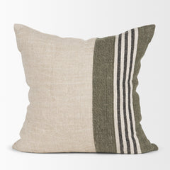 Hunter Oatmeal/Green 20x20 Square Decorative Pillow Cover