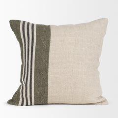 Hunter Oatmeal/Green 20x20 Square Pillow Cover with Down Filler - Ornate Home