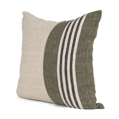 Hunter Oatmeal/Green 20x20 Square Pillow Cover with Non-Allergen Filler - Ornate Home