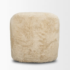 Huntley Cream Faux Fur Fabric Swivel Accent Chair - Ornate Home