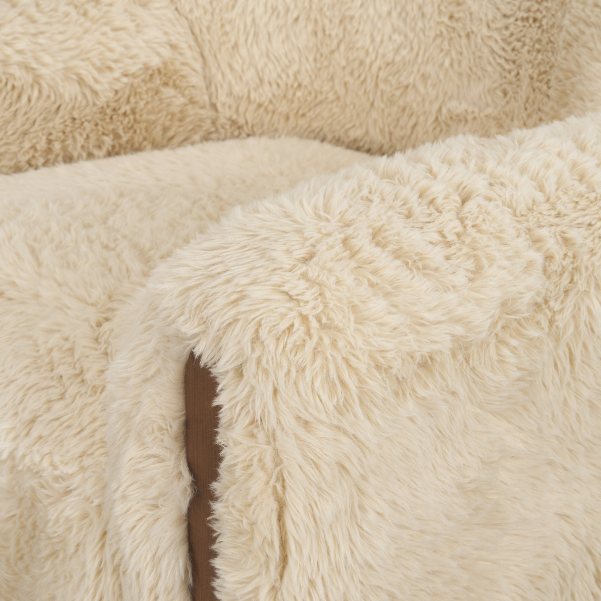 Huntley Cream Faux Fur Fabric Swivel Accent Chair