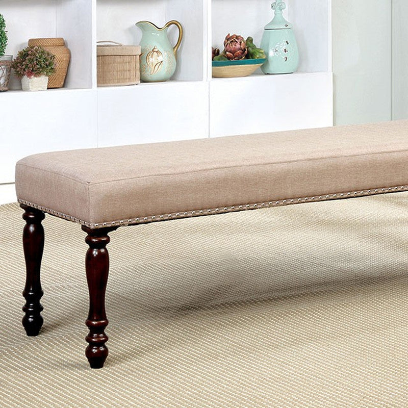 Hurdsfield Antique Cherry/Beige Bench - Ornate Home