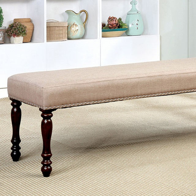 Hurdsfield Antique Cherry/Beige Bench - Ornate Home