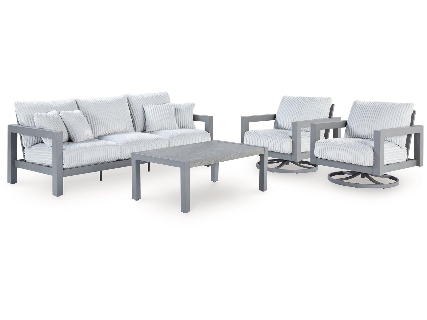 Hurley Park Gray Outdoor Sofa, 2 Lounge Chairs and Coffee Table - Ornate Home