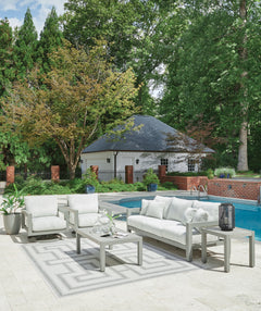 Hurley Park Gray Outdoor Sofa, 2 Lounge Chairs and Coffee Table - Ornate Home