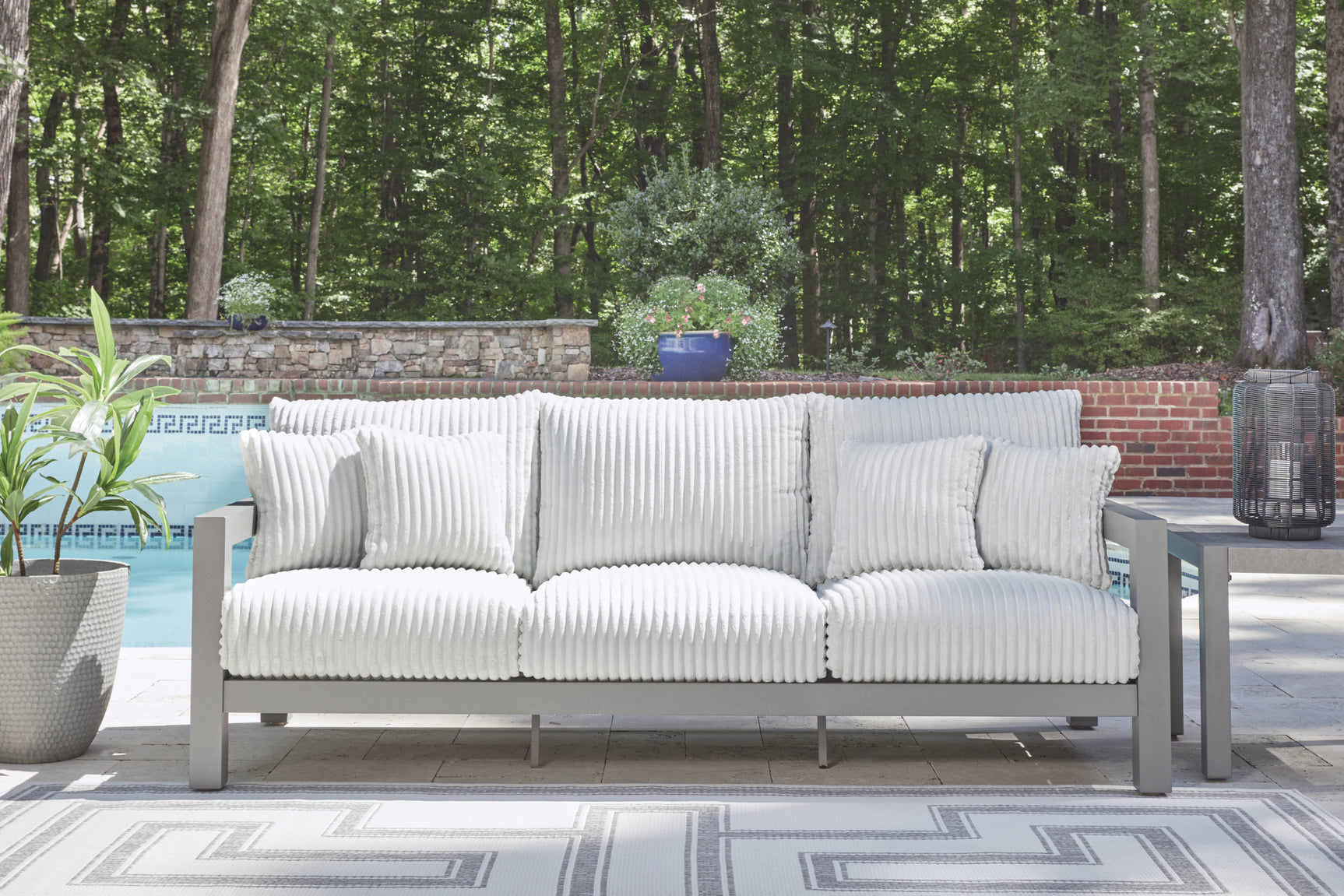 Hurley Park Gray Outdoor Sofa with Cushion - Ornate Home