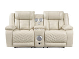 Huron Beige Power Double Reclining Loveseat - Ornate Home