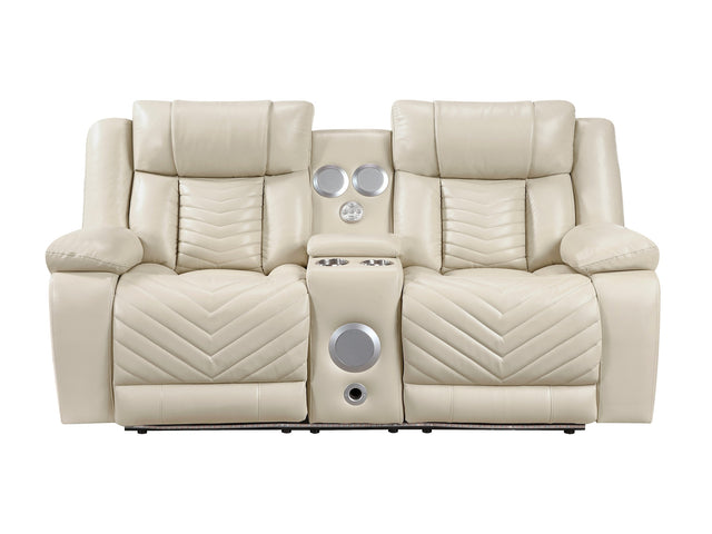 Huron Beige Power Double Reclining Loveseat - Ornate Home